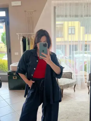Camicia Blu in Misto Lino