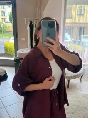 Camicia Bordeaux in Misto Lino