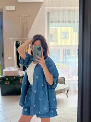 Camicia Over con Ricamo Fiocchi