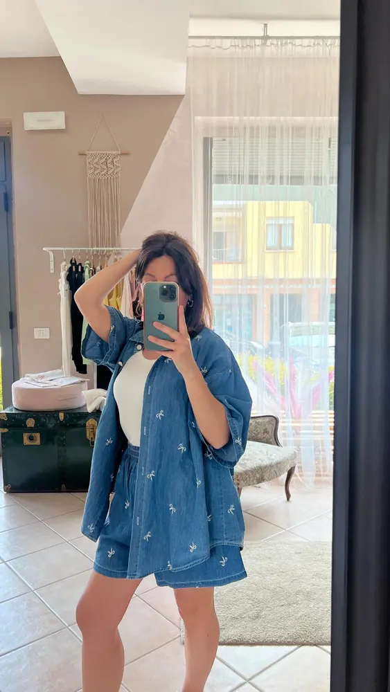 Camicia Over con Ricamo Fiocchi