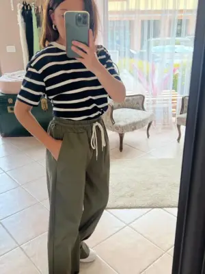 Pantalone Ampio con Risvolto e Cordino